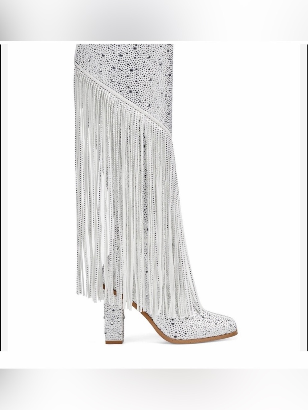 Jessica Simpson White Asire2 Rhinestone Fringe Boots, excellent condition!! - Picture 2 of 14